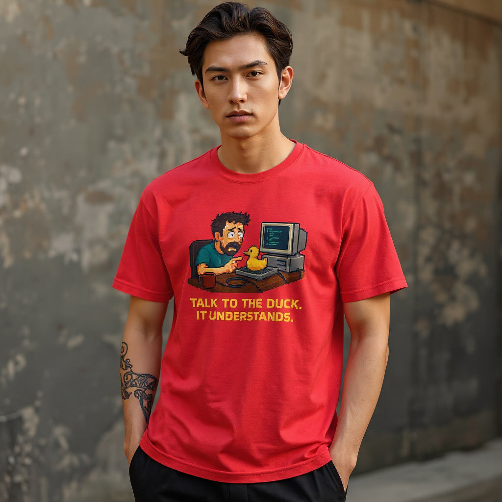 Talk to the Duck Pixel Art Debugging Tee