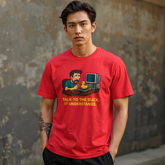 Talk to the Duck Pixel Art Debugging Tee