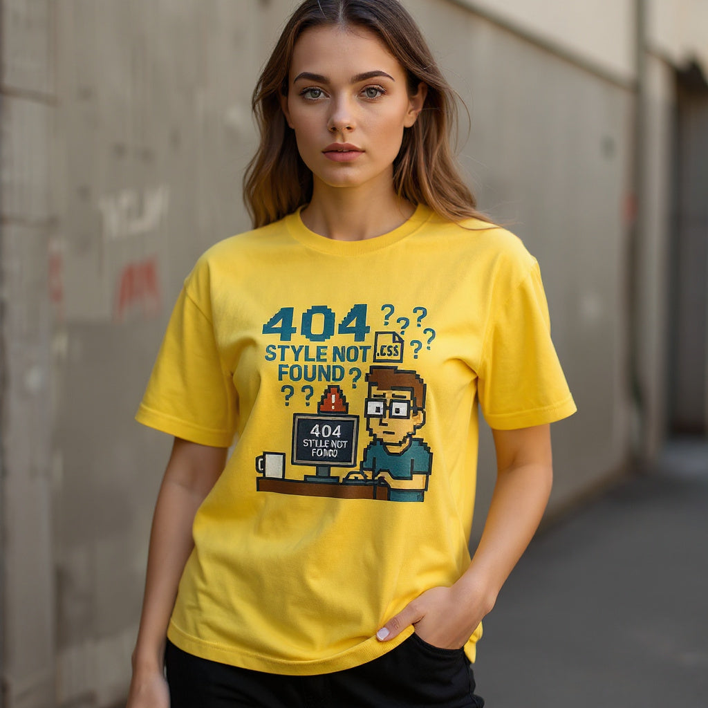 404 Style Not Found Pixel Art Dev Tee