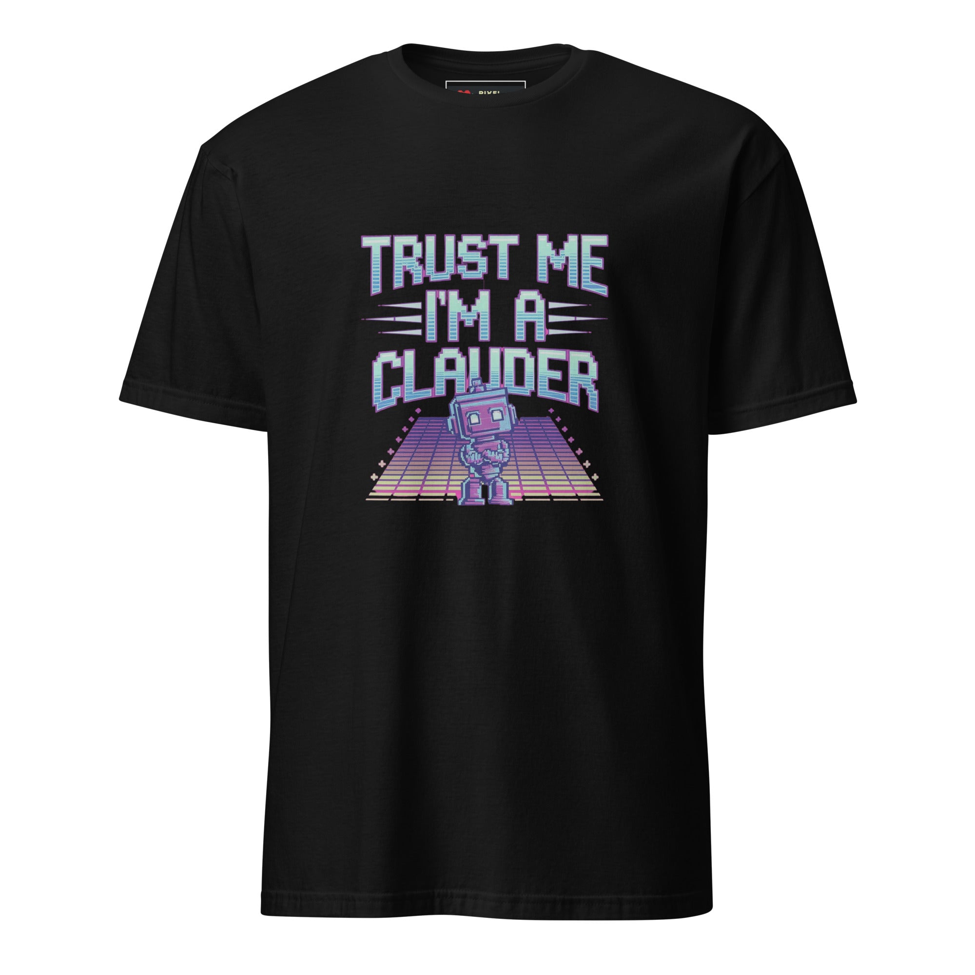 Trust Me I am a Clauder pixel art developer t-shirt in black