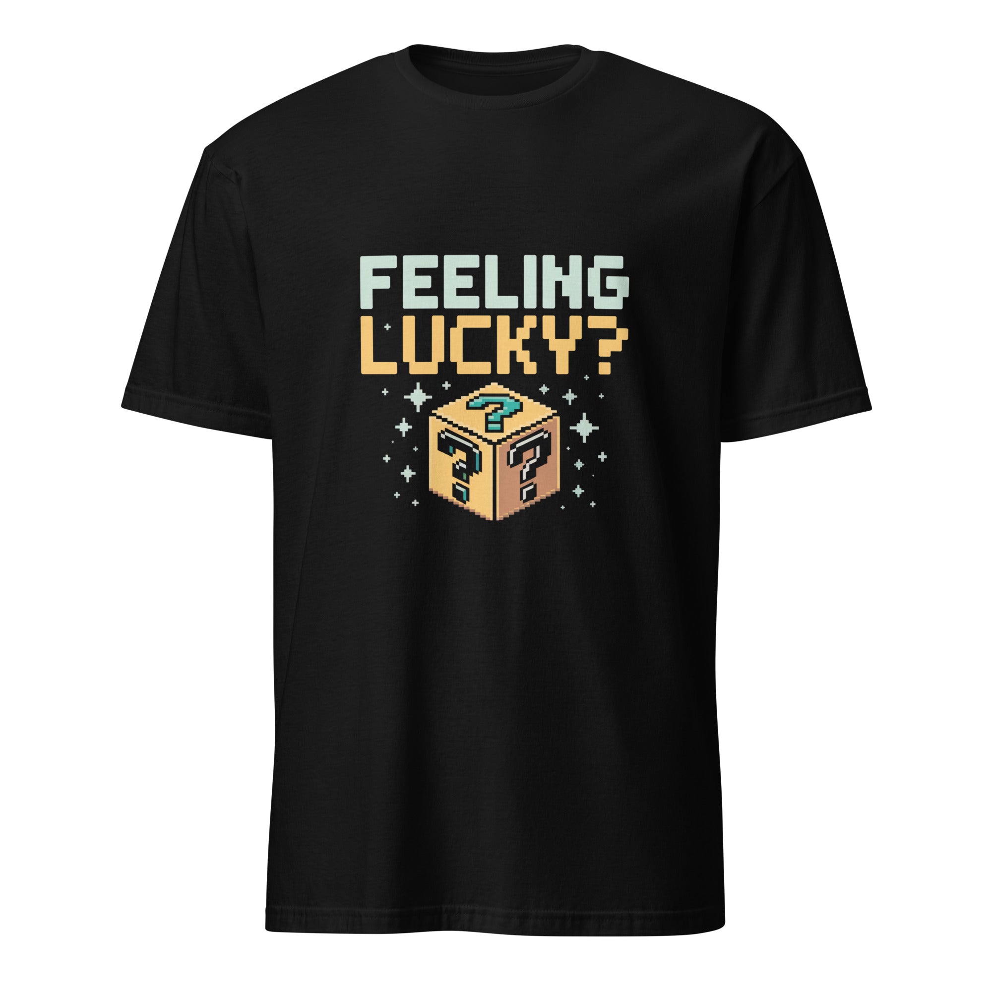 Feeling Lucky pixel art gamer t-shirt in black