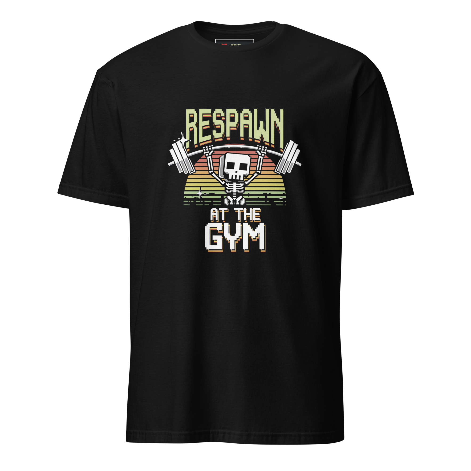Respawn at the Gym pixel art t-shirt in black