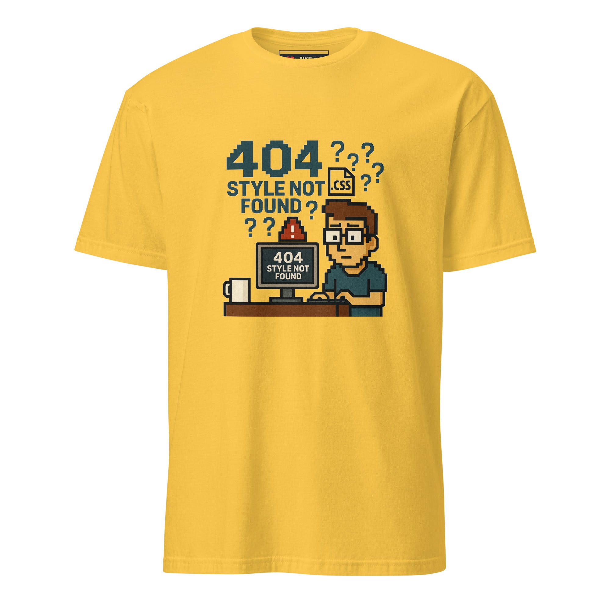404 Style Not Found pixel art developer t-shirt in daisy