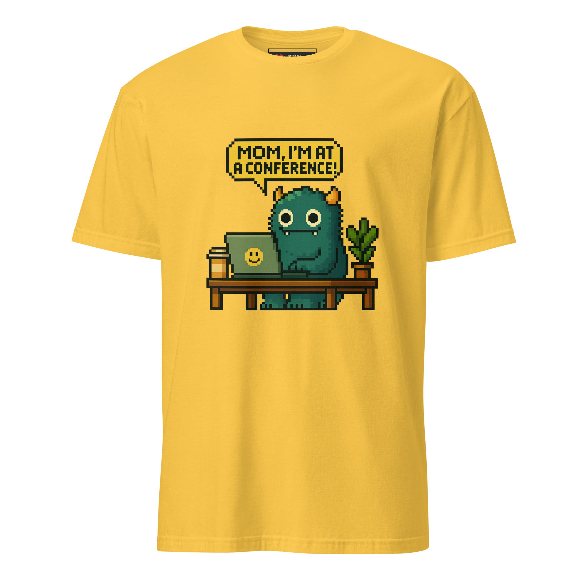 Me at Conference pixel art developer life t-shirt in daisy