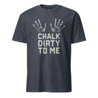 Chalk Dirty to Me pixel art gym chalk lifting t-shirt in heather navy