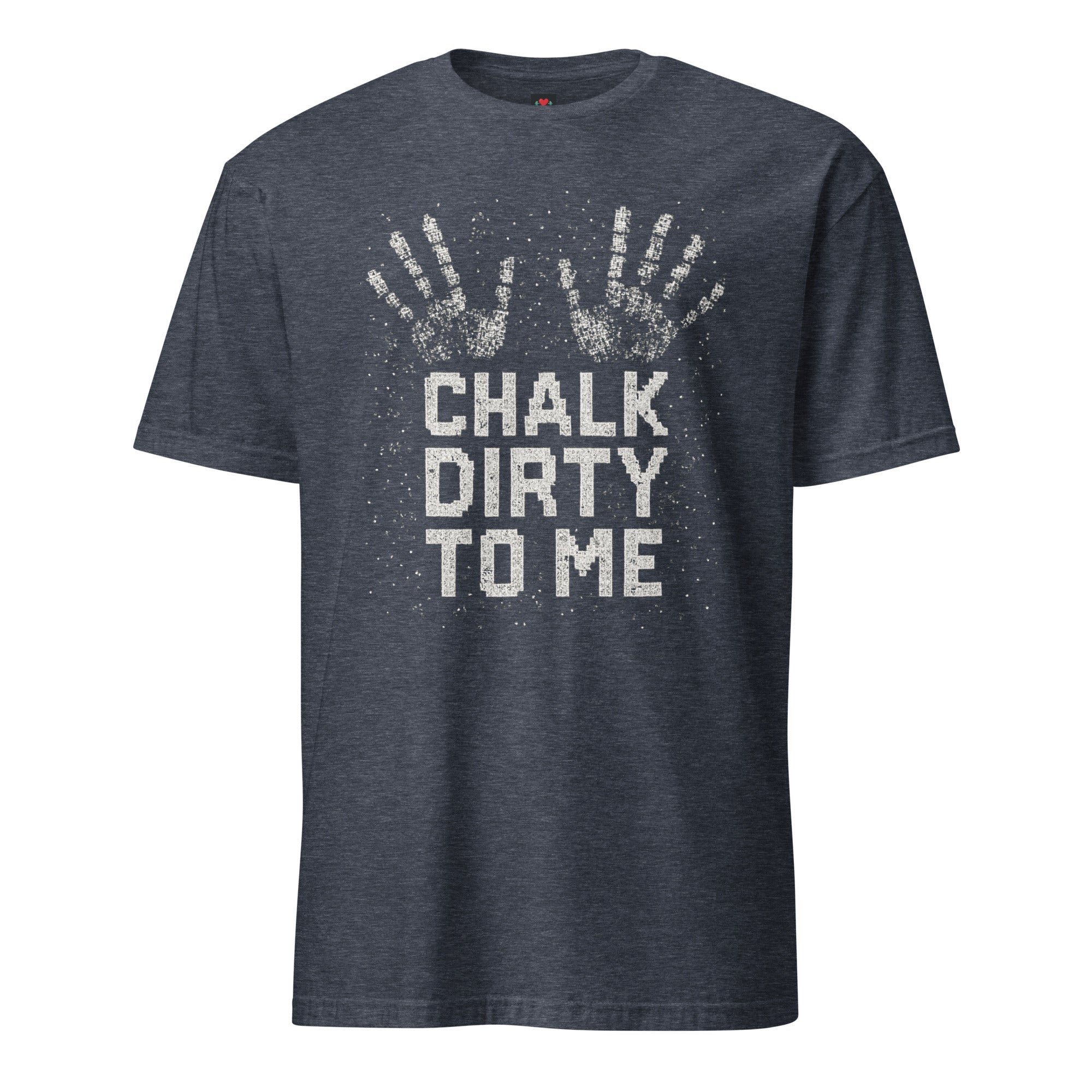 Chalk Dirty to Me pixel art gym chalk lifting t-shirt in heather navy
