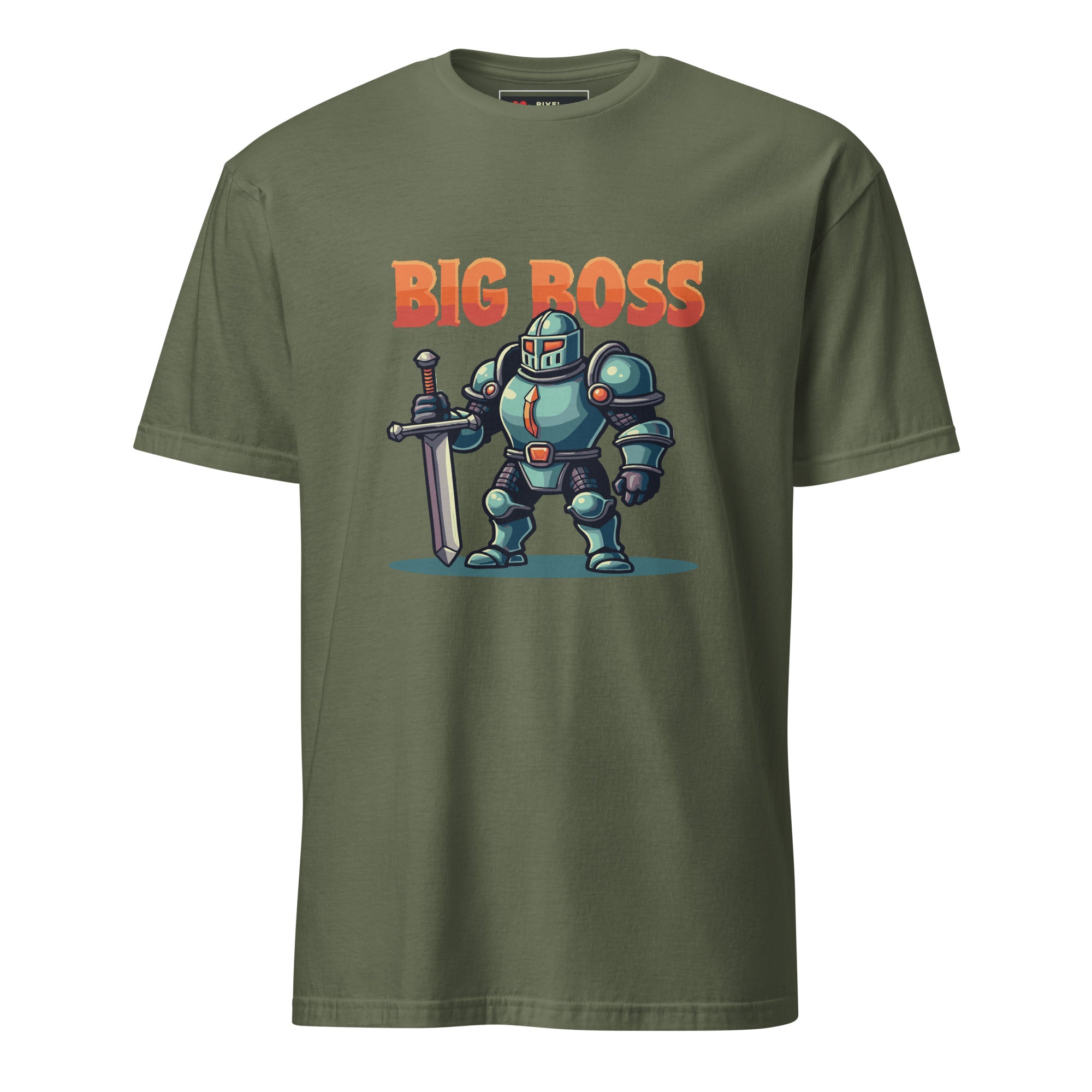 BIG BOSS retro pixel art gaming t-shirt in military green