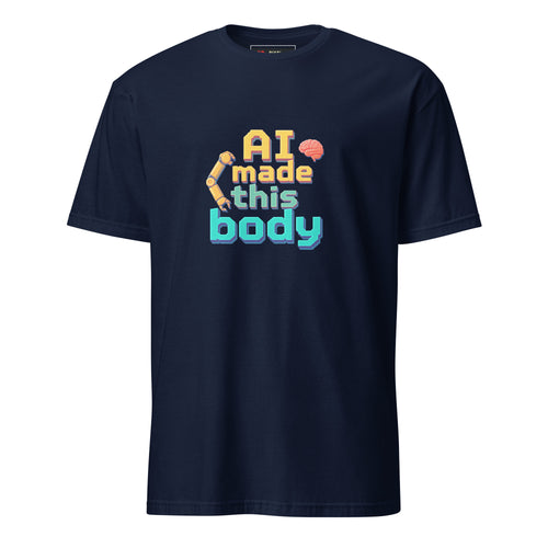 AI Made This Body pixel art gym fitness t-shirt in navy