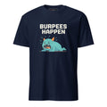 Burpees Happen pixel art workout fitness t-shirt in navy