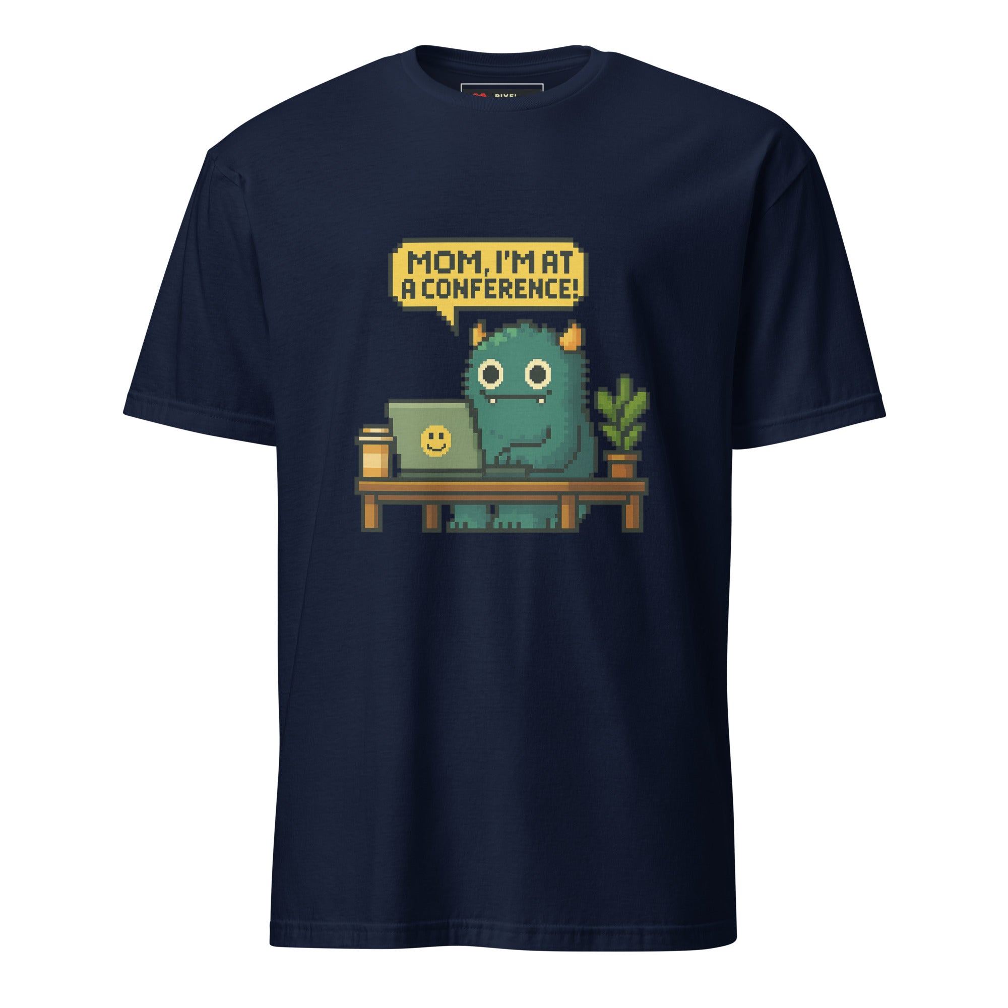 Me at Conference pixel art developer life t-shirt in navy