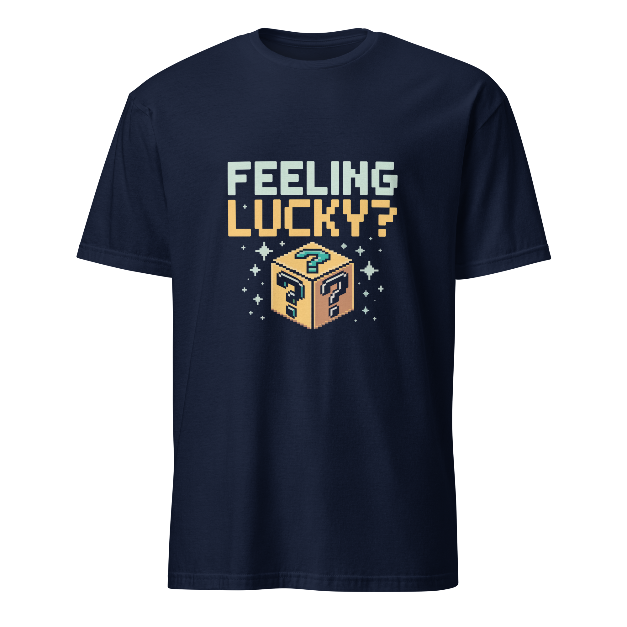 Feeling Lucky pixel art gamer t-shirt in navy