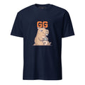Unbothered Capybara GG pixel art gamer t-shirt — Navy unisex short-sleeve tee