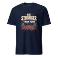 Be Stronger Than Your Excuses pixel art gym t-shirt in navy
