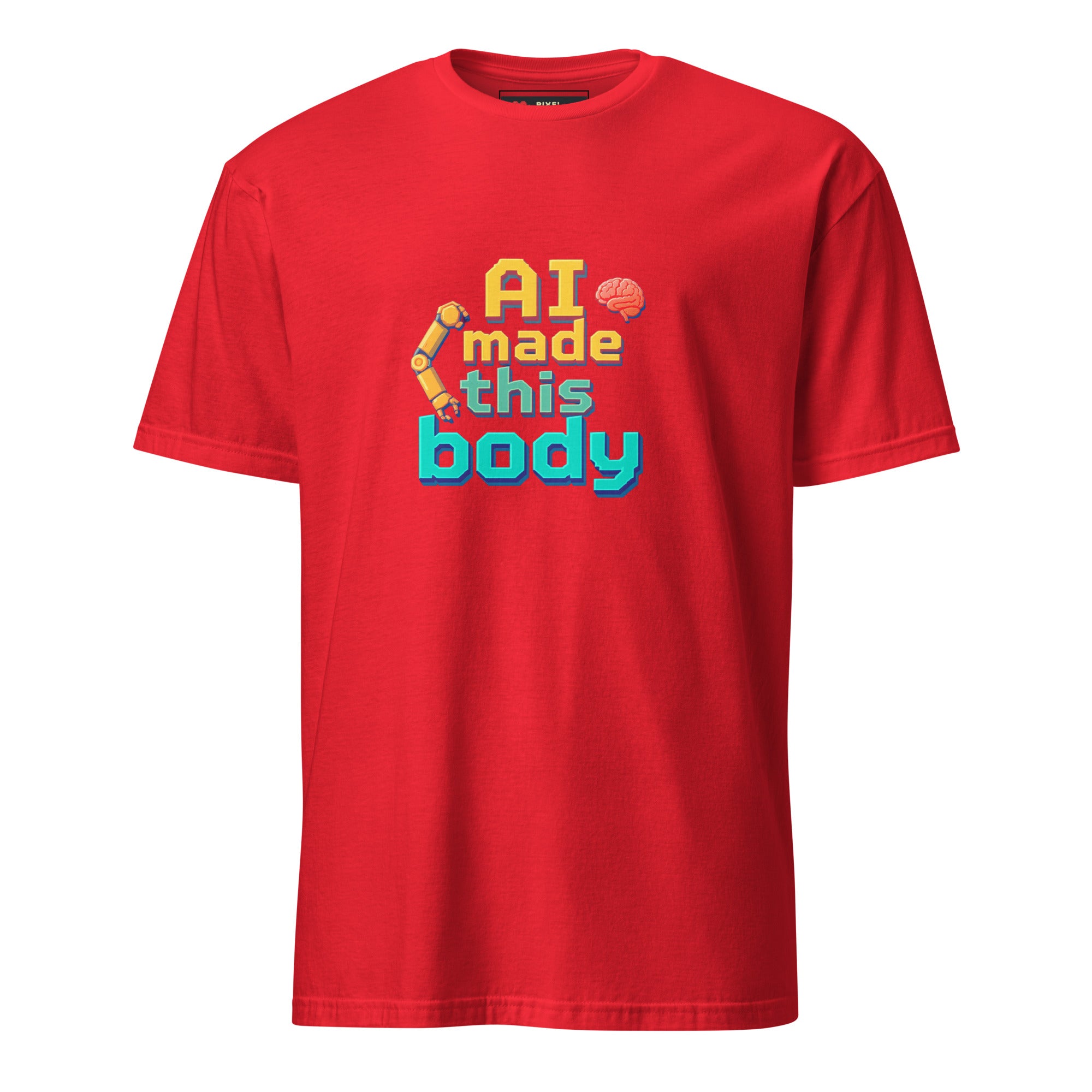 AI Made This Body pixel art gym fitness t-shirt in red