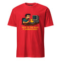 Talk to the Duck pixel art rubber duck debugging developer t-shirt in red
