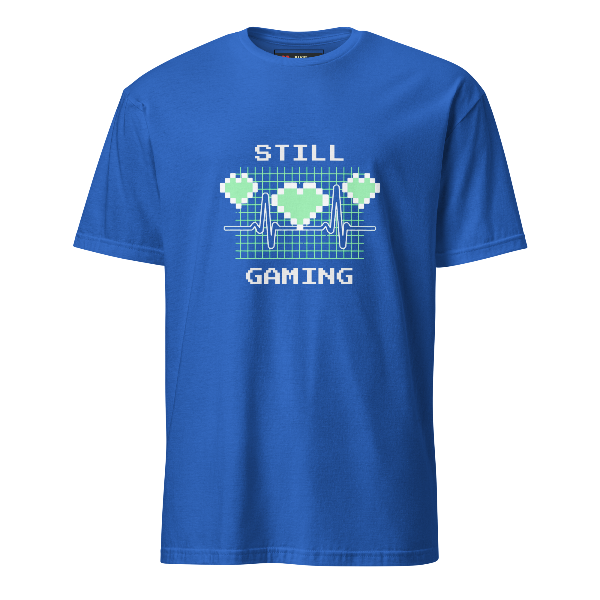 8-Bit Heartbeat pixel art gamer t-shirt in royal