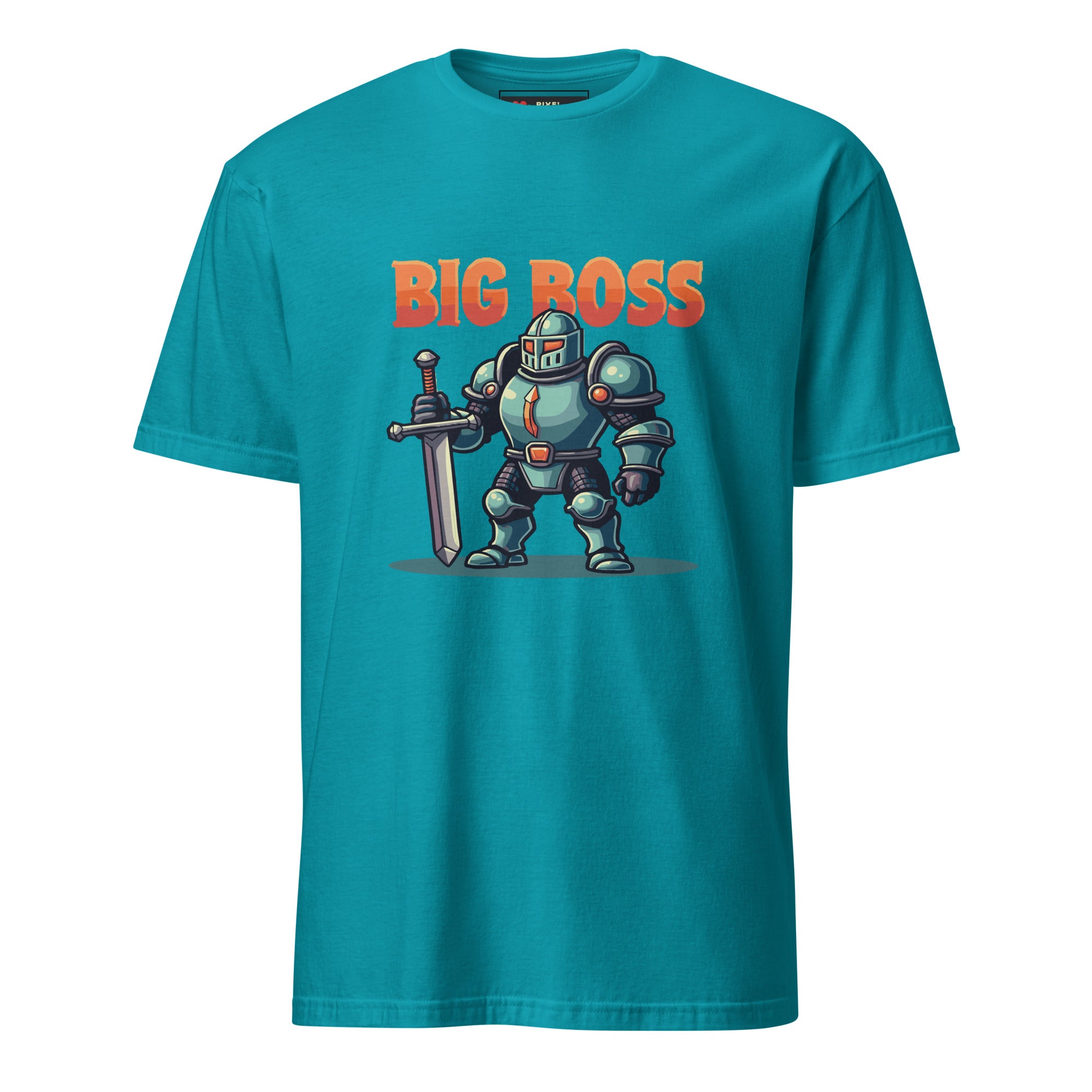 BIG BOSS retro pixel art gaming t-shirt in tropical blue
