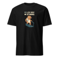 Stairs Pending pixel art fitness t-shirt with Capy holding a stair rail, gym towel and a Leg Day checked, Stairs unchecked checklist on a Black unisex t-shirt